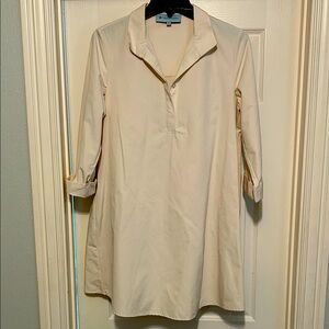 Tuckernuck Cream Swing dress with collar Sz L (fits 8-12) LN